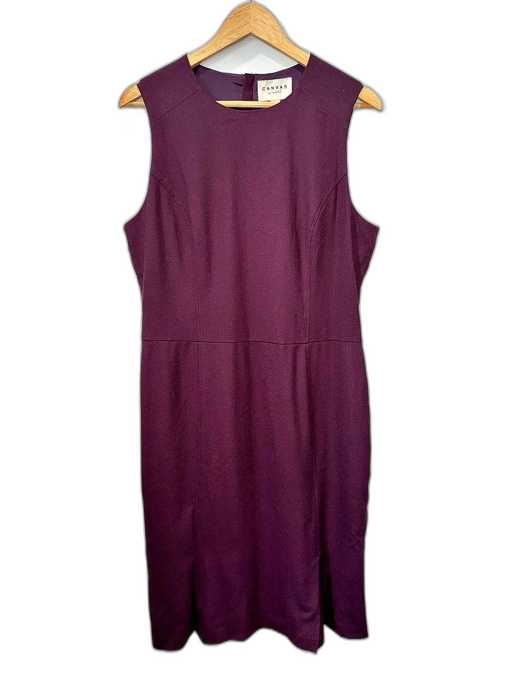 CANVAS by Lands End Sleeveless Midi Dress in Plum Color Womens Size 14 !